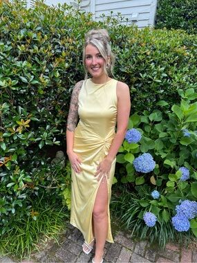 Yellow Satin Side-Knot Dress from Abercrombie